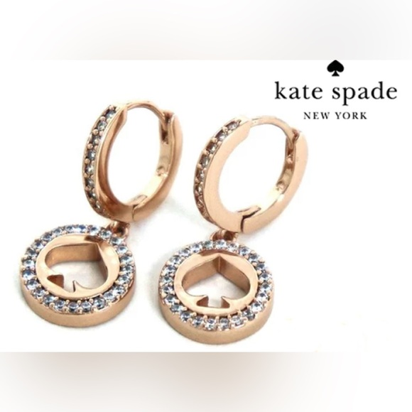 NWT Kate Spade ♠️ Rose Gold Heart Earrings CUBIC ZIRCONIA - Picture 1 of 7